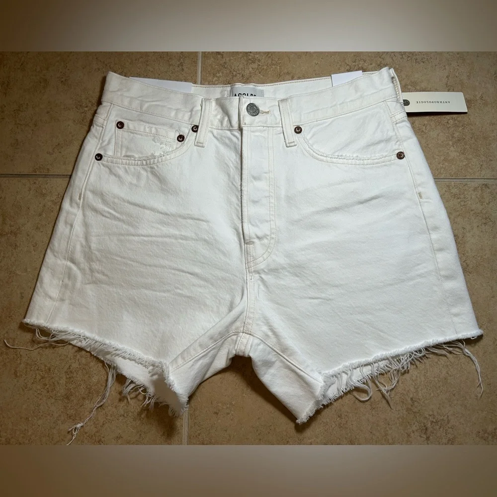 NWT🌷(26) Agolde Parker Denim Long White Shorts - Size 26